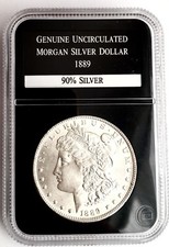 Superb Uncirculated 1889 US Morgan Liberty Silver Dollar In Sealed Hologram Case