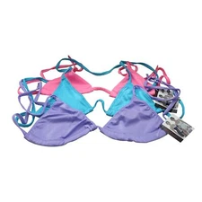 Flirtzy SpicySpot Lined Triangle Bikini Halter Top, Swimwear, 3 Pack 