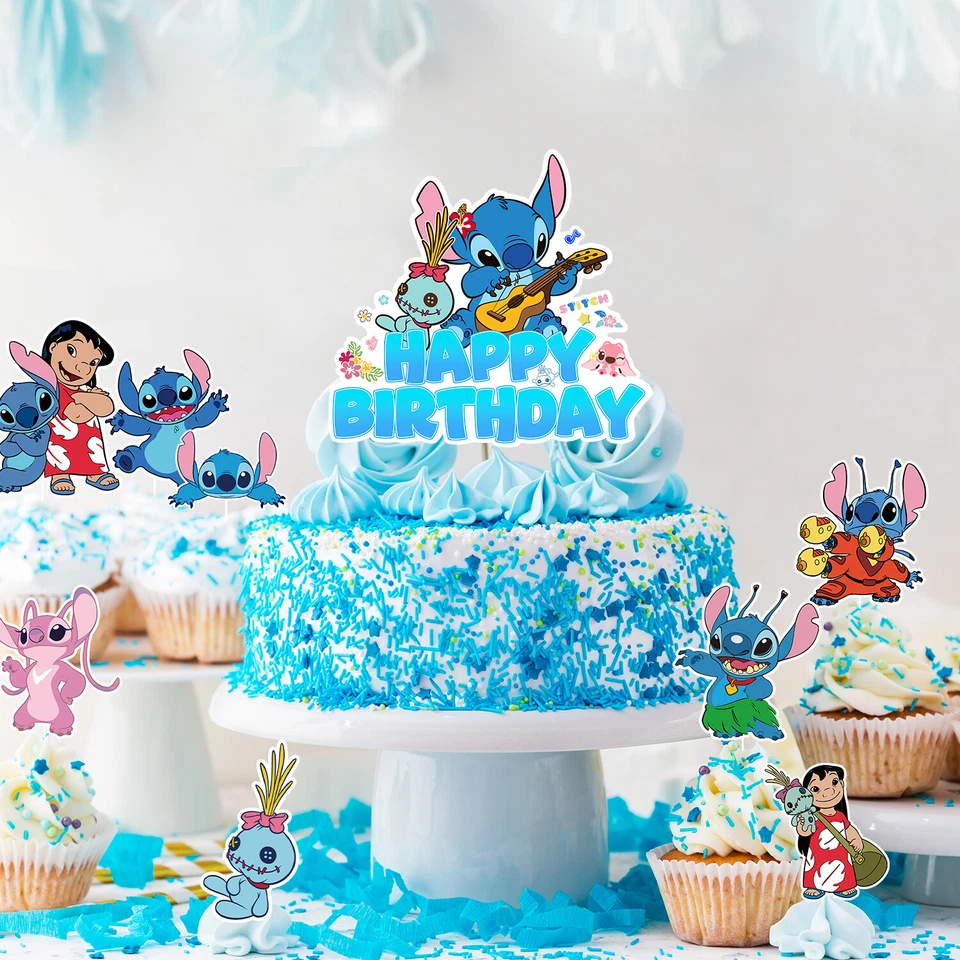 24 Piezas Lilo and Stitch Suministros de Fiesta de Cumpleaños Decoración de Pasteles de Cumpleaños para Niños Foto 3 de 4
