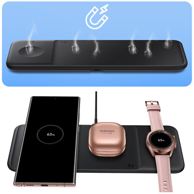 Wireless Charger Trio 9W Fast Charging LED Lights Original Samsung Black | eBay Wireless Charger Trio 9W Fast Charging LED Lights Original Samsung Black | eBay