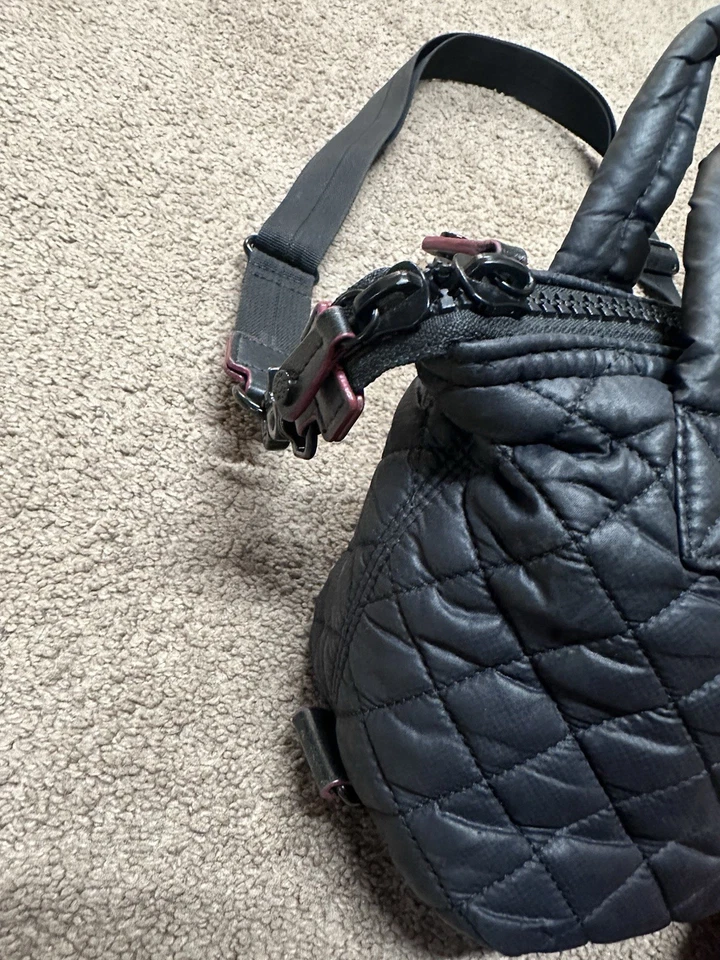 MZ Wallace Micro Sutton Deluxe Black Bag Satchel Tote Zip Top Handbag - W/ Strap - Image 4 of 4