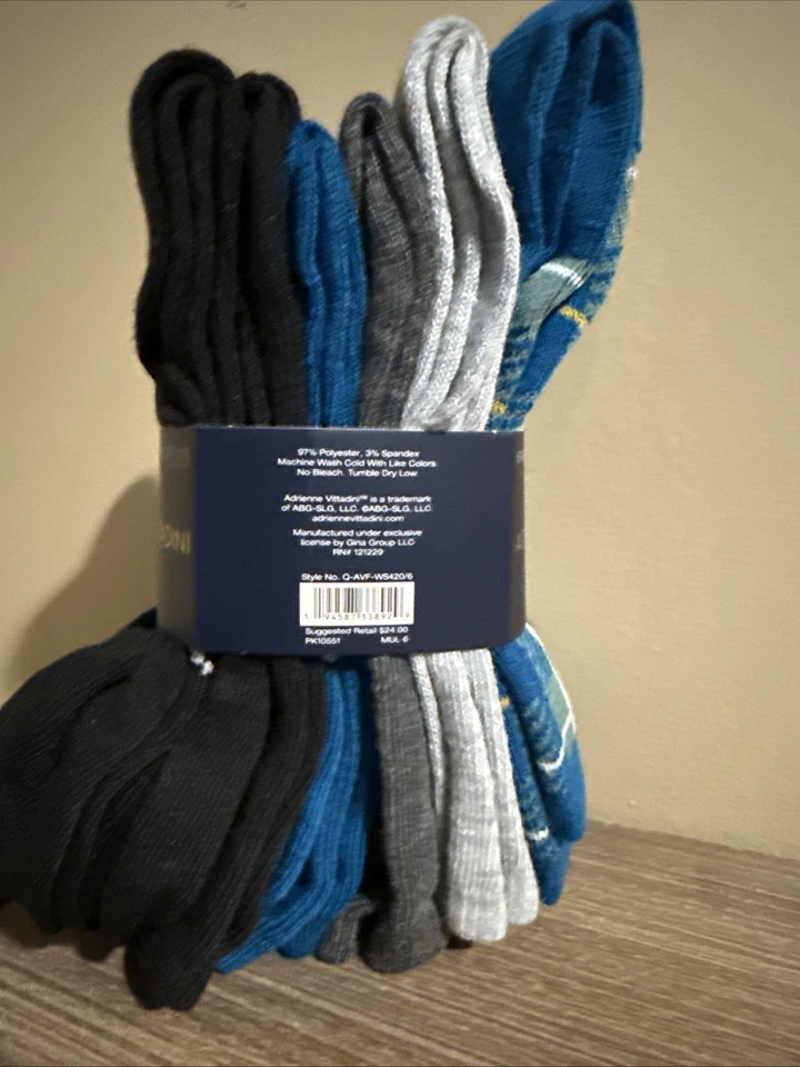 Paquete de 6 calcetines para mujer Adrienne Vittadini talla 5-10 precio de venta sugerido por el fabricante 25 USD Foto 4 de 4