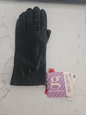 Grandoe Vintage Black Leather Gloves Women's size 7.5 Thinsulate Lining NEW