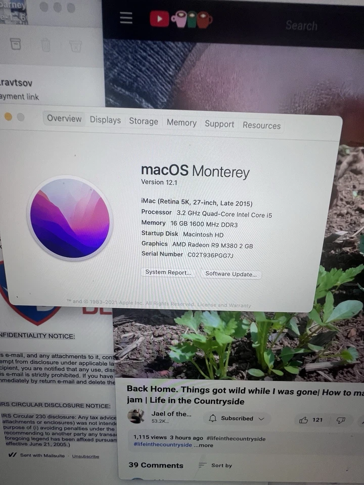 Apple Imac 27 retina 5k late 2015 Monterey - Near MINT - Image 2 of 2