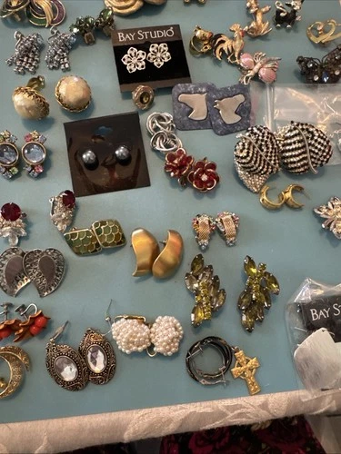 Vintage and Modern Costume Jewelry Earrings And Pins!lot 489