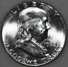 * 1962-P Franklin Half Dollar Uncirculated 90% Silver As Shown [AN01]