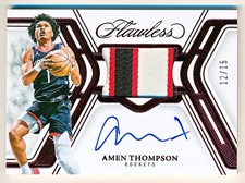 2024-25 Flawless Amen Thompson Prime Materials Ruby Patch Auto #SPM-ATR (12/15)