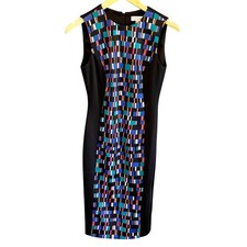 Calvin Klein Multi-Color Print Sleeveless Sheath Midi Dress - size 2calbi