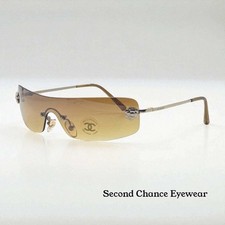 CHANEL 4086 C.125/73 Gold Shield Sunglasses-Rimless/Vintage-Deadstock/Unworn
