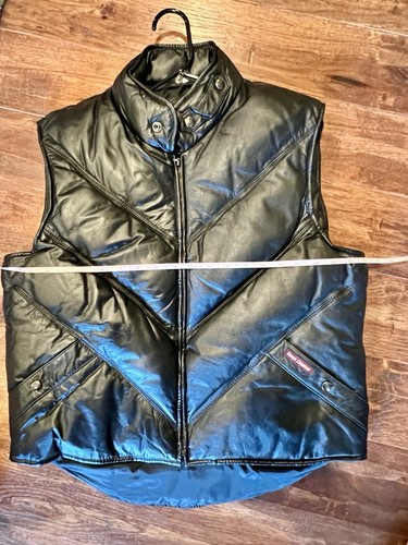 VTG GOOSE COUNTRY LEATHER HUNTING VEST BLACK GOOSE DOWN SZ 40 - Picture 9 of 9