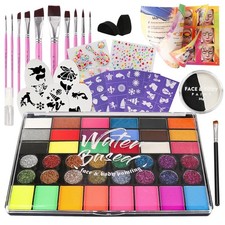 42 Color Face Painting Kit for Kids  30g Black  White - Non Toxic Water Act...