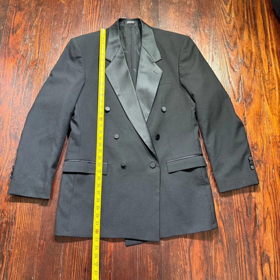 Винтажный Oscar De La Renta смокинг куртка размер 38L черный блейзер сделано в США - Изображение 2 из 4