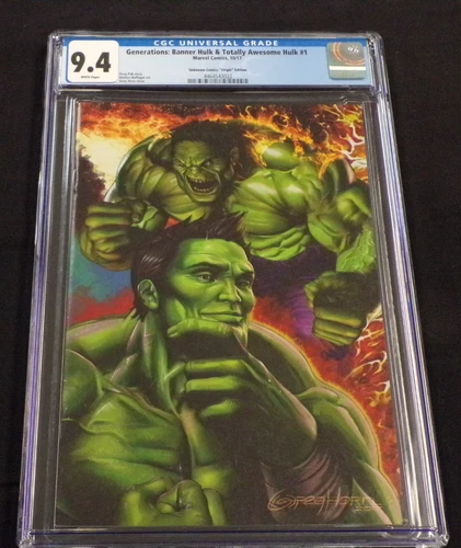 GENERATION: BANNER HULK & TOTTALLY AWSOME HULK #1  HORN VIRGIN CGC GRADED 9.4