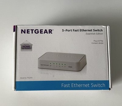 NETGEAR FS205 v2 5-Port Fast Ethernet Switch 10/100 Mbit/s inkl. OVP & Netzteil