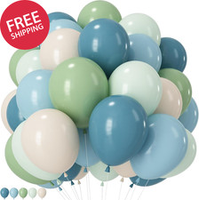 Sage Green Dusty Blue Balloons, 12 Inch Light Green Blue Sand White Latex Balloo