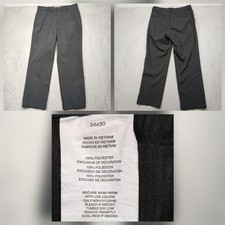 Unbranded Dress Pants Men's 34x30 Charcoal Gray Polyester Slacks