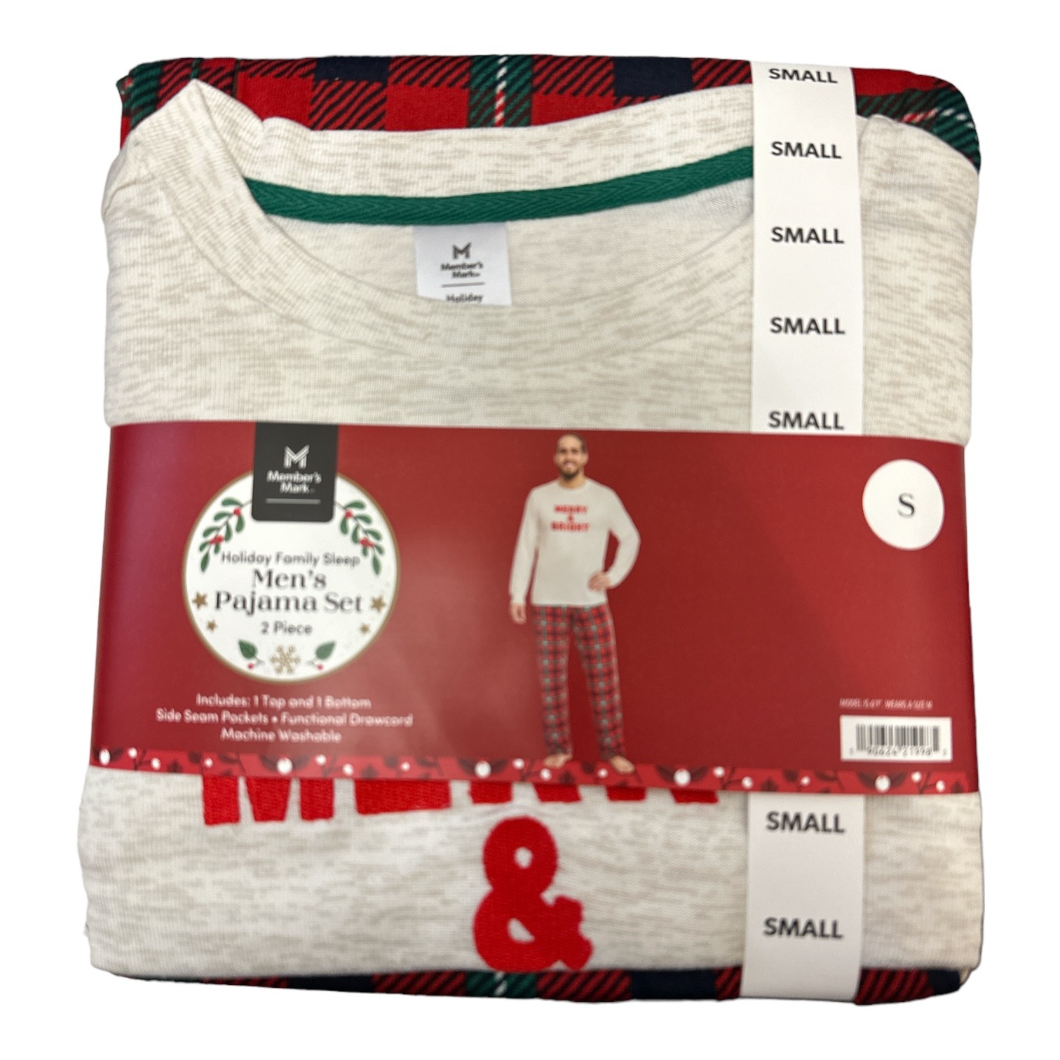 Members Mark Mens Holiday Family Sleep Long Sleeve - Pant Pajama Set 2890₽