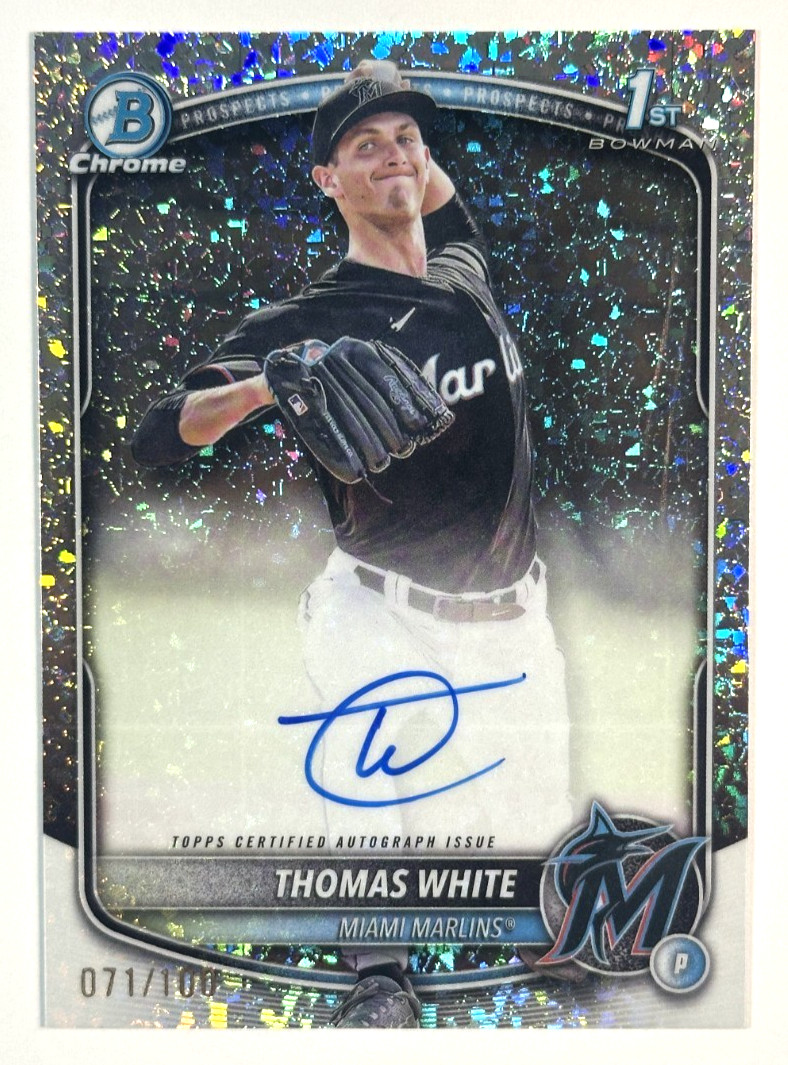 2025 Bowman Chrome Thomas White Mini Diamond /100 Auto 1st Bowman