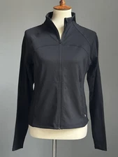 Layer 8 Women Jacket Black Mock Neck Full Zip Active Thumb Holes Medium