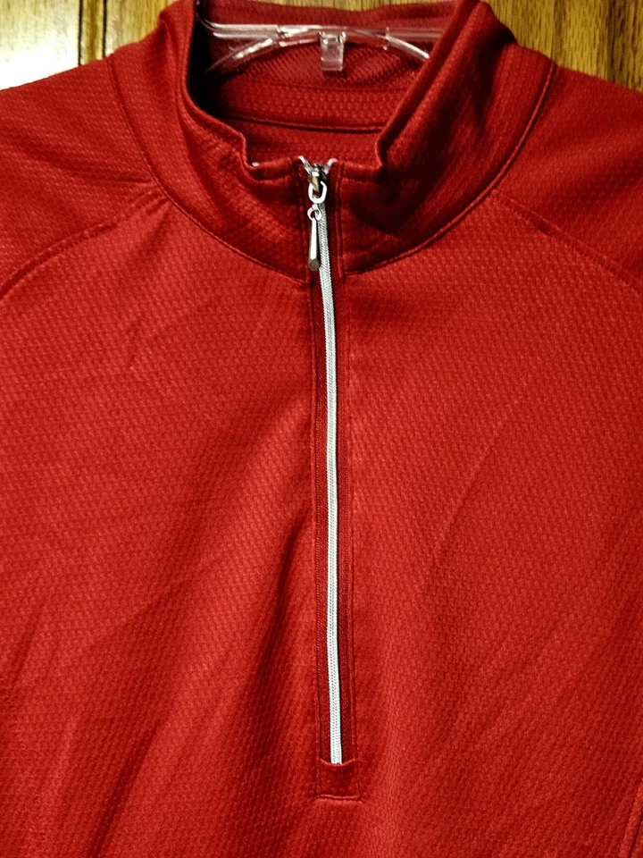 A3-C67-054 Guijarro Playa Rojo Manga Larga Malla Cuarto Cremallera Talla Mediana. Foto 3 de 4