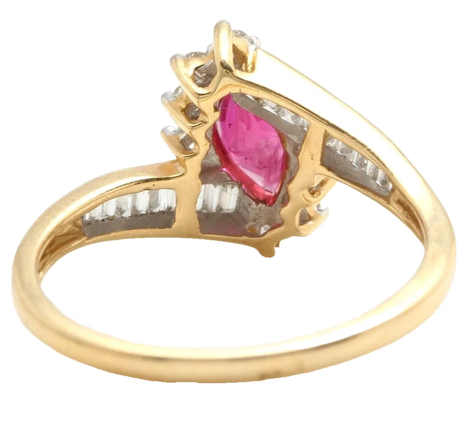 14K Two Tone Gold 0.92 Ct Natural Ruby and Lab Grown Diamonds Vintage Women Ring - Image 4 of 4