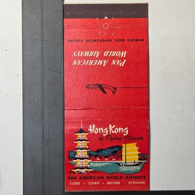 Pan American World Airways Hong Kong Flying Clipper Vintage 30 Stick Matchbook