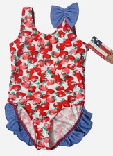 Vintage Girls Dippin Daisys Swimsuit Strawberry One Piece Bathing Suit 12-18 Mos