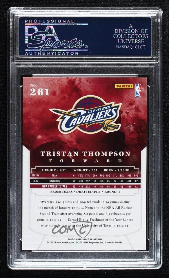 2012 Brilliance Artist's Proof /10 Tristan Thompson #261 PSA 10 GEM MT Rookie RC - Image 2 of 2