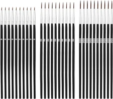 30pcs Detail Paint Brushes, Fine Tip Paint Brush with 3 Sizes #0#00#000 Mini Tin