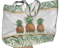 Pineapple Canvas Tote Bag Kay Dee Designs Made in USA vintage 18 x 12 x 4