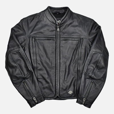 Harley Davidson Motorcycles Embossed Eagle Black Leather Vented
