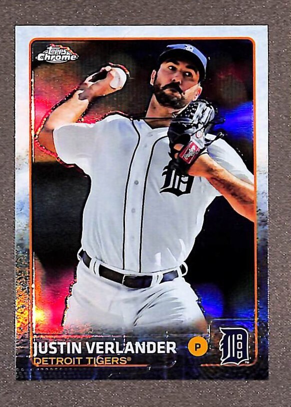 2015 Topps Chrome #191 Justin Verlander Refractor Parallel - Detroit Tigers