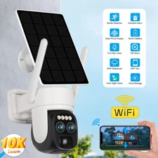 2K 4MP WIFI Solar Camera Outdoor 10X Optical Zoom Dual Lens Color Night Vision