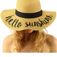 C.C.Creations, Hello Sunshine wide brim paper hat with adjustable drawstring