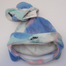 Nike Baby Infant Fleece Chin Strap Trapper Hat  Mittens 2 Piece Set Tie Dye New