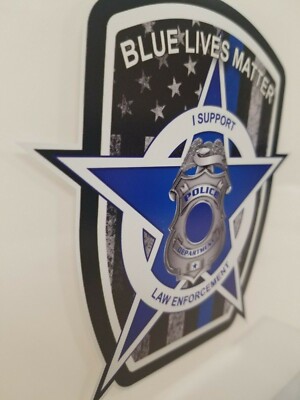 4" Blue Lives Matter Sticker Flag Decal Thin Blue Line Police Officer I Support Law Enforcement Cops Boys In Blue Car Truck Window Bumper