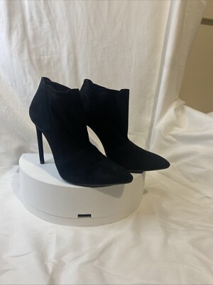 ZARA WOMAN STIEFELETTEN 39 ANKLE HIGH HEELS SCHWARZ WILDLEDER SUEDE STILETTO