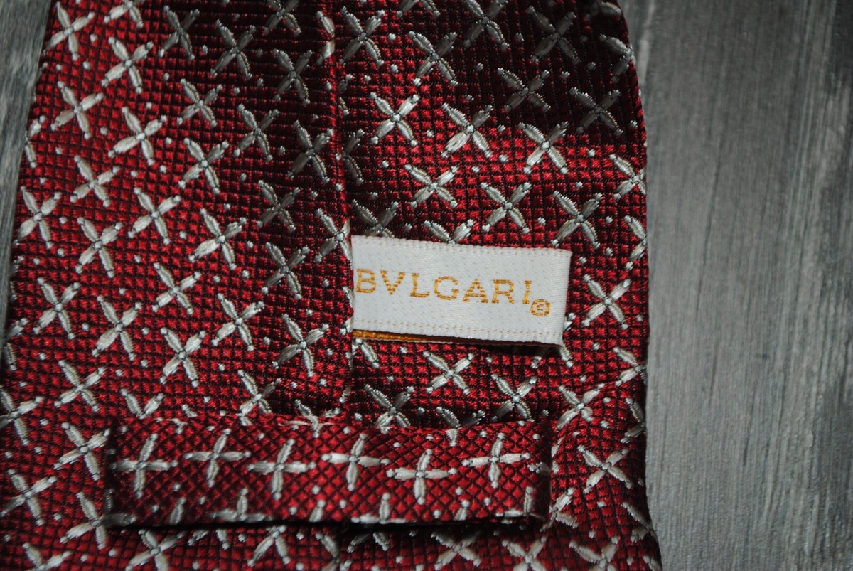 Barry. Wang Black Red Ties Plaid Men Bvlgari Red and Black Patterned Tie main image 2