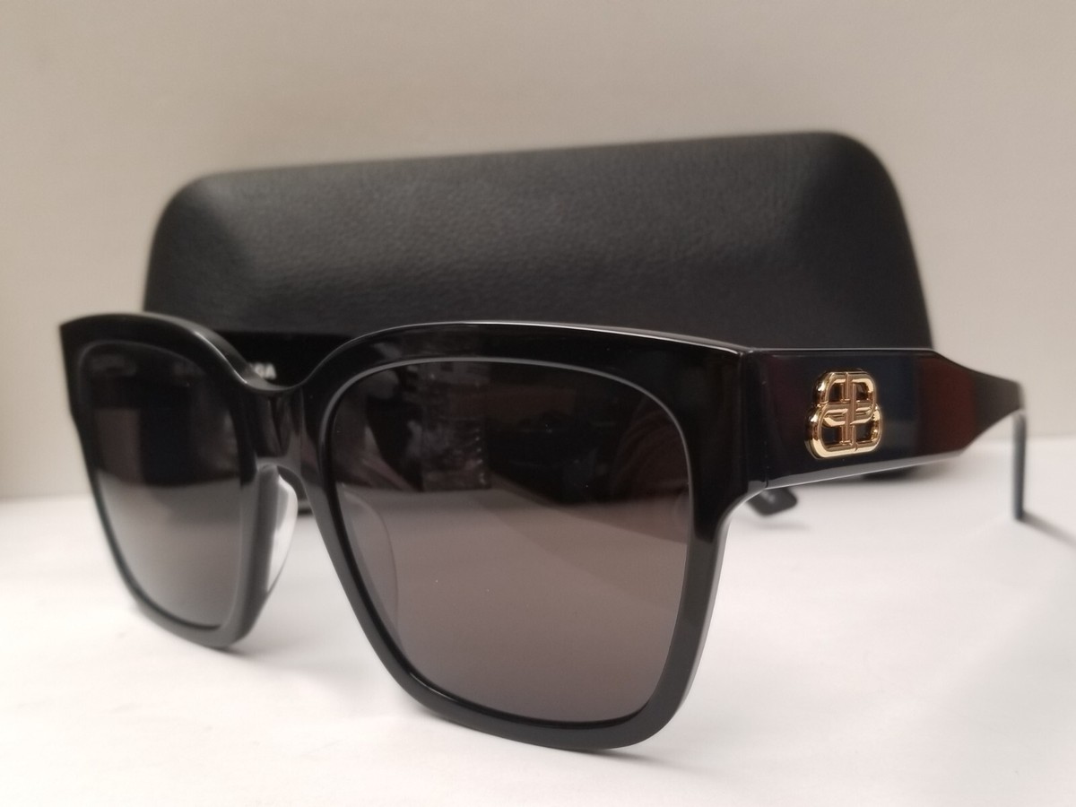 Balenciaga BB0056S 001 Black/Grey Square Full-Rim Women's