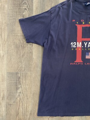 Vintage Polo Sport Ralph Lauren 12 M Yacht Challenge 1996 Navy T