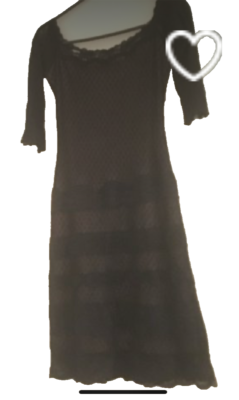 Betsey Johnson Vintage S Black Mesh Slip Dress 3/4 Sleeve