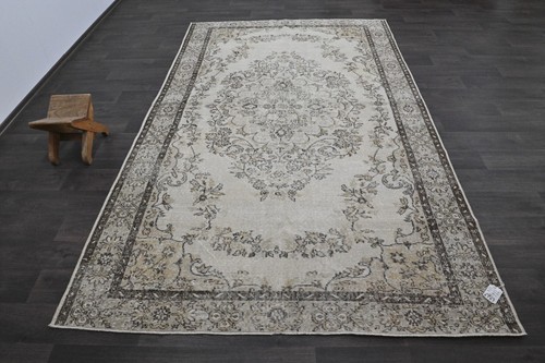 Oushak Turkish Vintage Rug 6x10 Kilim Rug Anatolian Handmade Boho Decor BEIGE