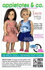 18 Inch Doll Sewing Pattern Laura Dress Fits 18" Dolls such as American Girl