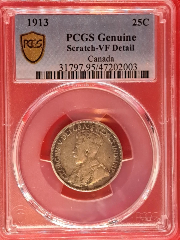 1913 Canada 25 Cents - PCGS VF Details (Scratch) - Sterling Silver King G (2.7) - Image 2 of 2