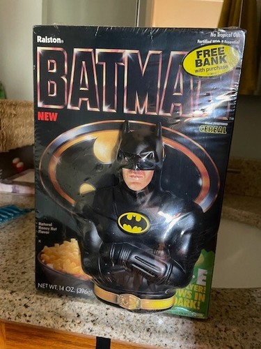 Batman Cereal with Free Batman Bank wrapped in original plastic from 1989