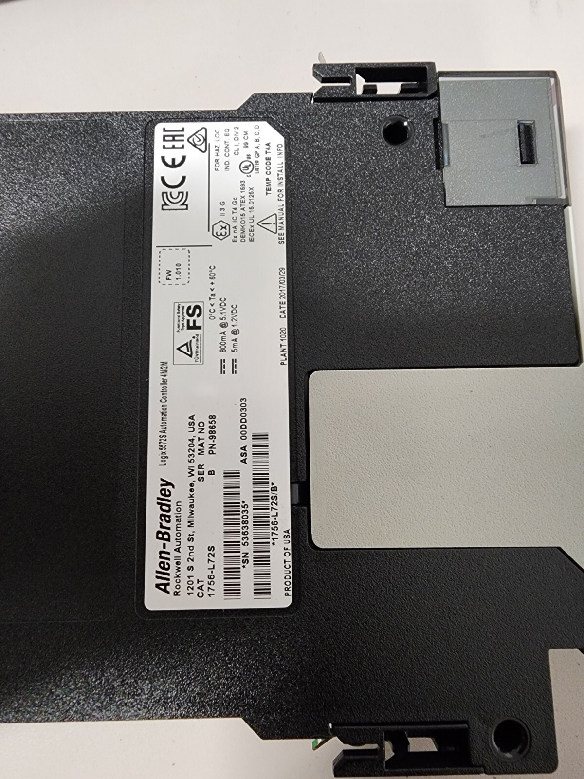 Allen-Bradley 1756-L72S Automation Controller Logix5572S | eBay