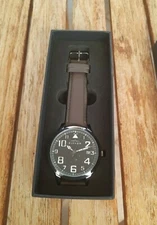 Elevon Sabre Quartz Black Dial 45 mm Gunmetal Case w Brown Leather ELE121-5