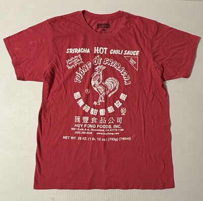 Sriracha Hot Chili Sauce Mens T-Shirt Size M Red White Ripple Junction