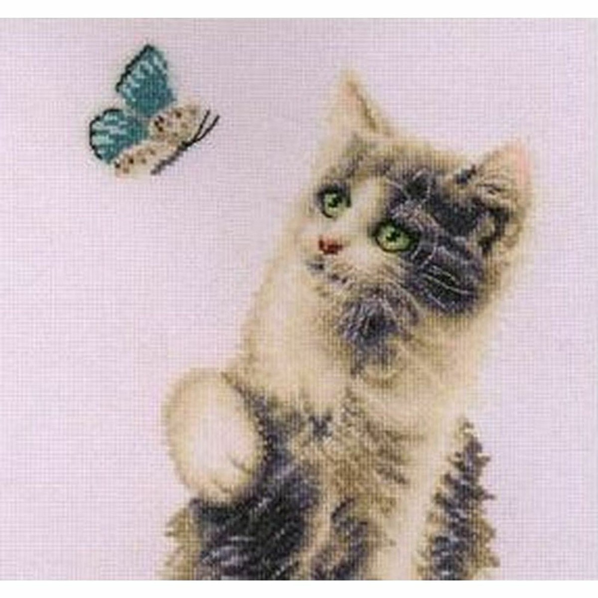 Cross-stitch kit Cat with Butterfly DSB013L Dutch Stitch