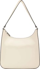 Staud Women Leather Shoulder Bag Alec Zip Inner Pockets Cream Contrast Os New